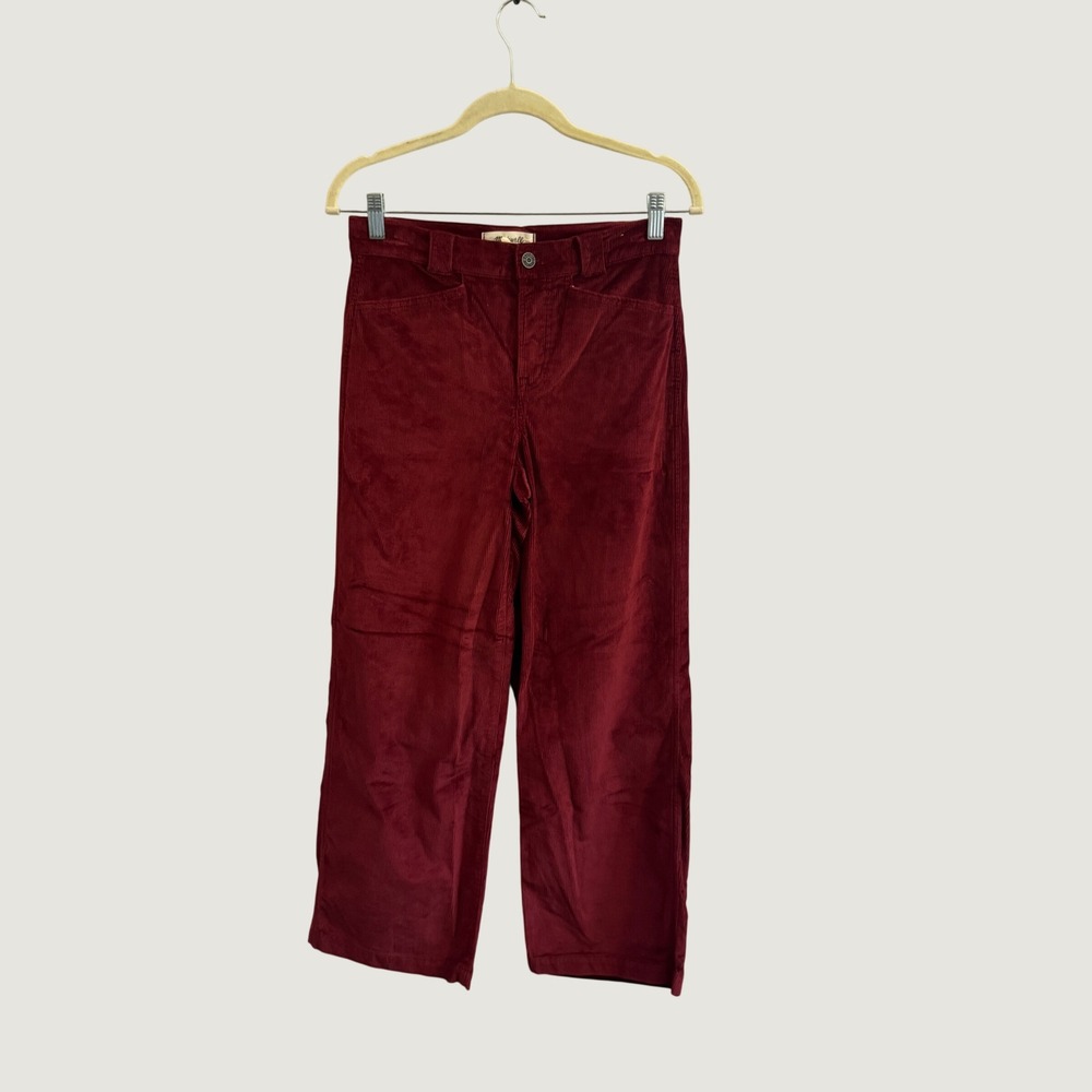 Madewell Emmett Wide Leg Corduroy Pants Burgundy Red High Rise Size P27